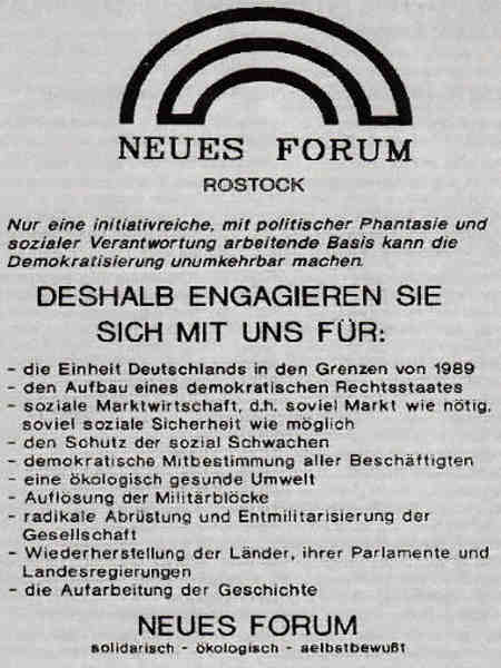 Das Neues Forum Rostock, Wahlplakat