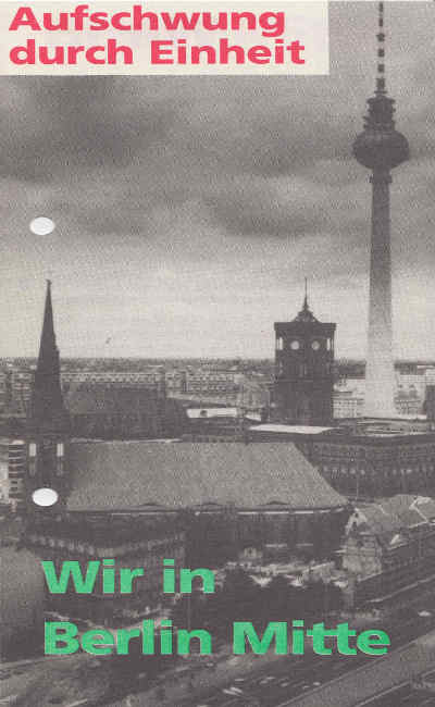 Wahlplakat der SPD in der DDR: Aufschwung durch Einheit, Wir in Berlin Mitte