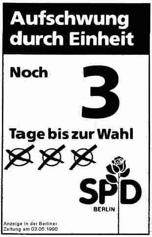Sozialdemokratische Partei der DDR: Anzeige zur Kommunalwahl am 06. Mai 1990