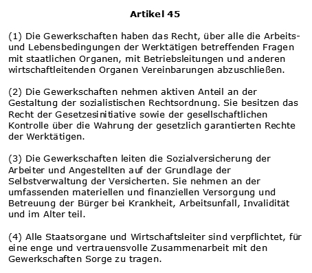 Verfassung der DDR Artikel 45