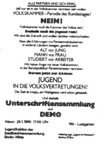 Jugend in die Volkskammer. 29.01.1990 Berlin Lustgarten