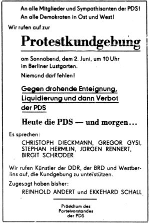 PDS Protestkundgebung 02.06.1990