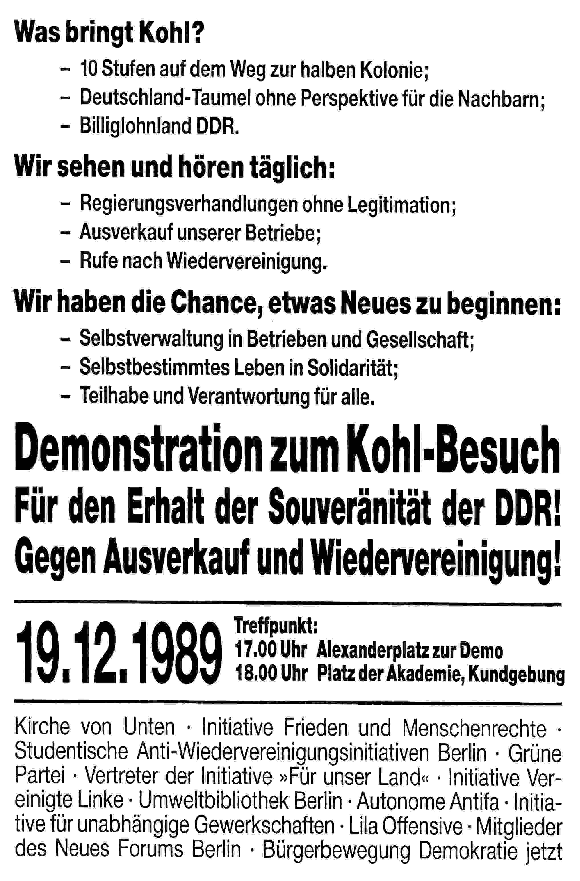 Demonstration in Berlin zum Kohlbesuch in Dresden